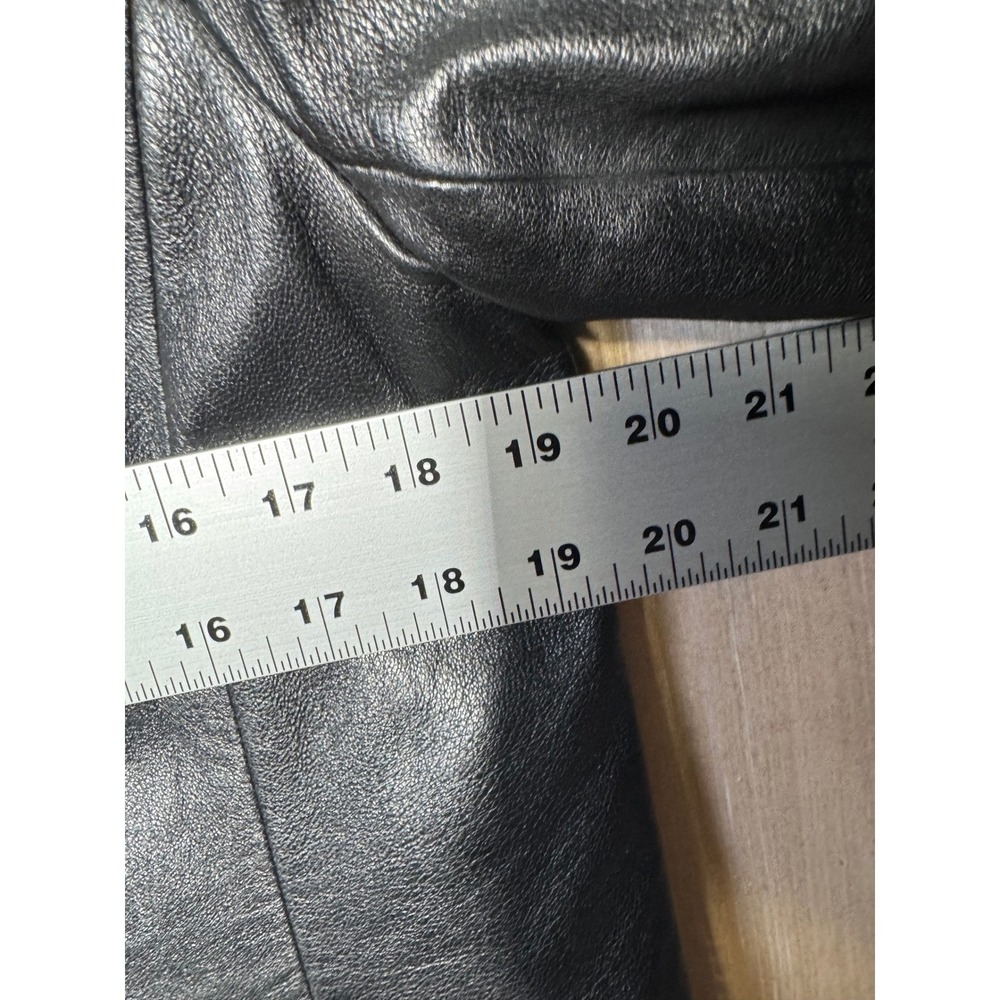Lands' End Boxy 90's Women's Black‎ Lambskin Leather Full Zip Jacket Coat - Picture 3 of 5
